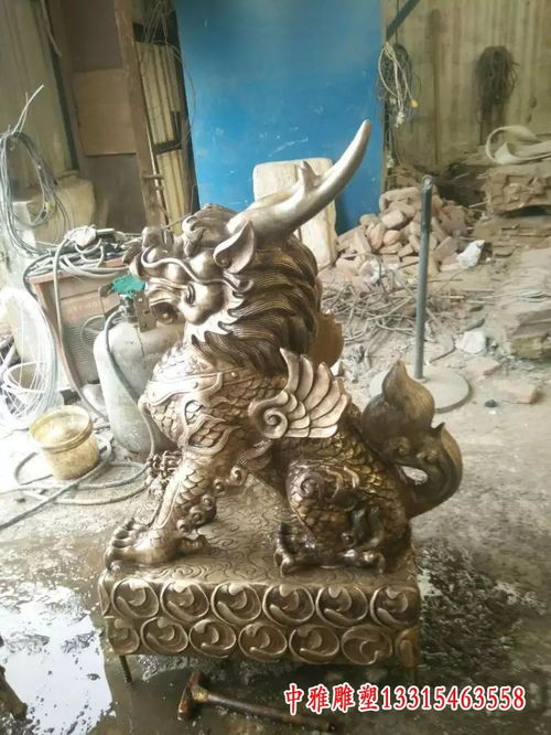 生产动物雕塑铜麒麟厂家 安徽铸铜麒麟雕塑订制